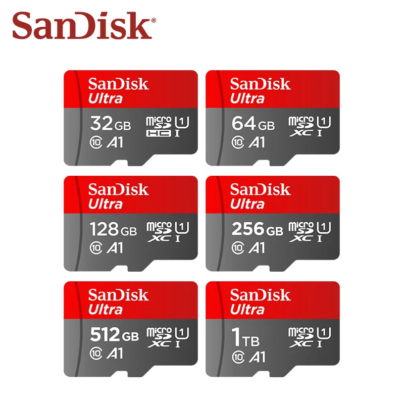 Carte MicroSD SanDisk Originale 32 Go à 1 To - Jusqu'à 150 Mo/s A1 C10