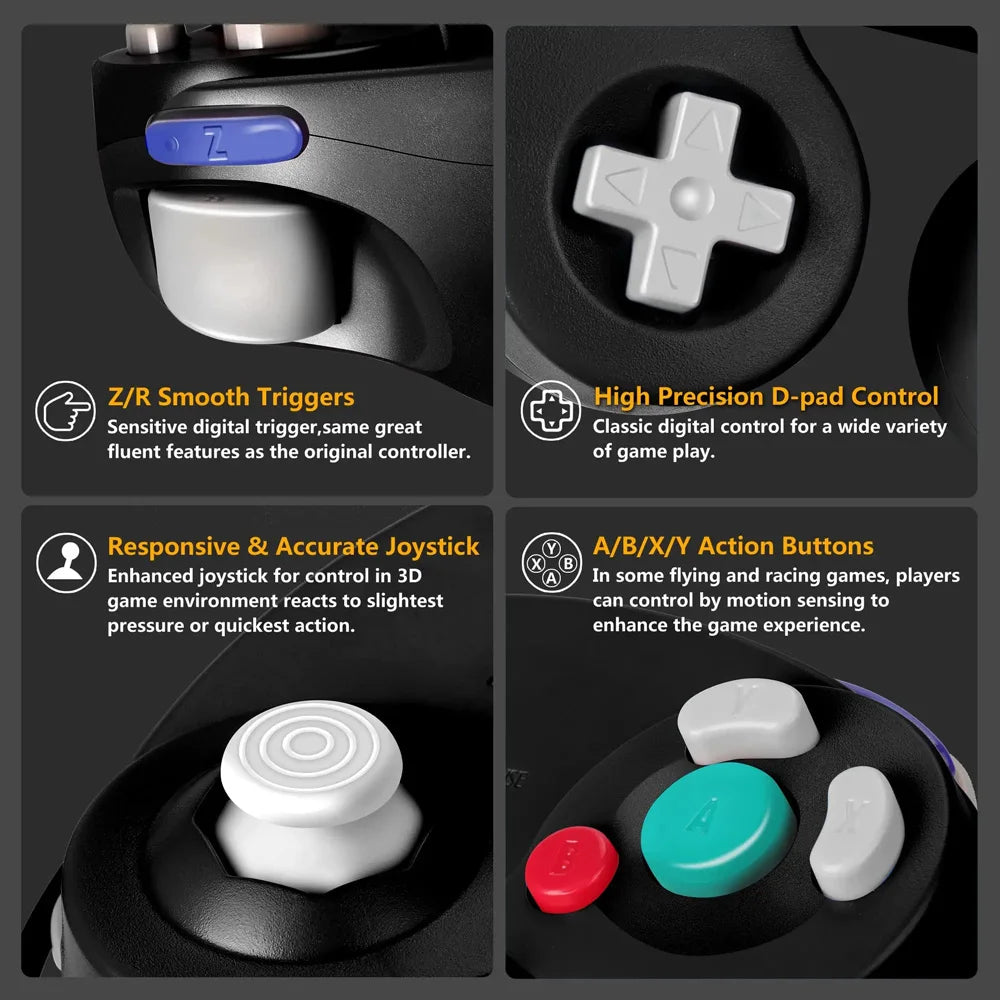 Manette Filaire GameCube Compatible Nintendo Switch - Contrôleur Classique