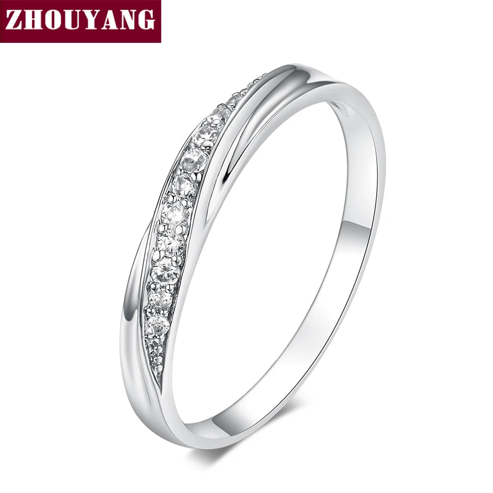 Bague de Fiançailles Femme Zircon Cubique Plaqué Or Rose - Simple et Élégante