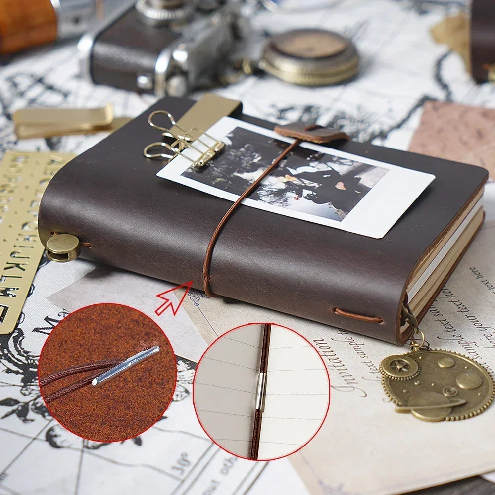 Carnet en Cuir Véritable Fait Main Vintage - Journal Intime ou Agenda