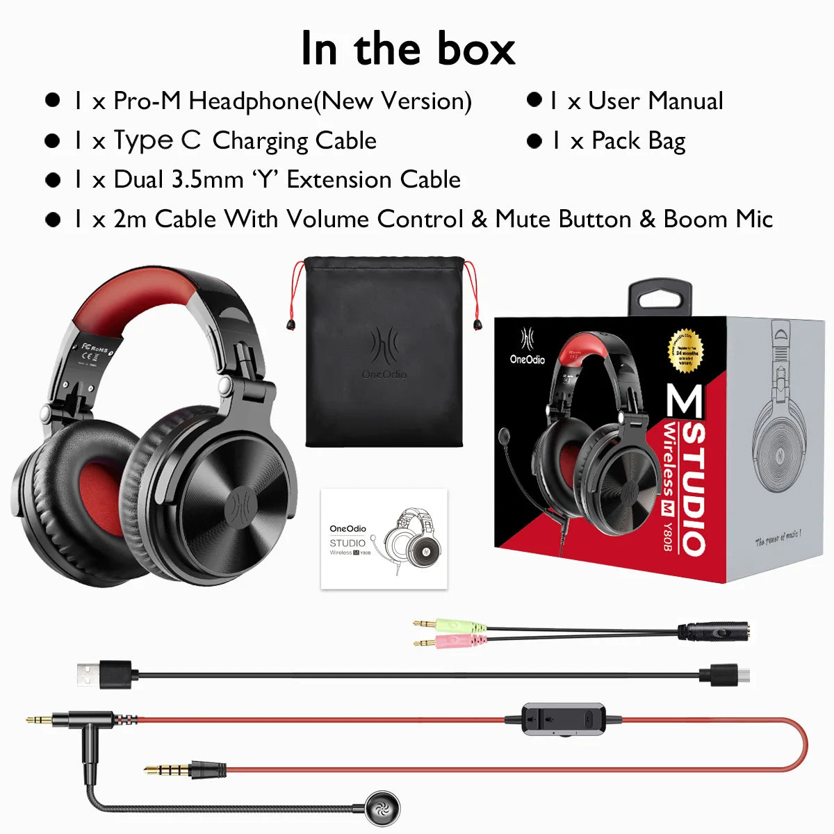 Casque Bluetooth OneOdio 110H - Gaming 2-en-1 Filaire/Sans Fil avec Micro