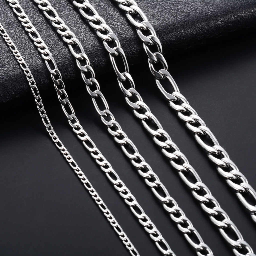 Collier Chaîne Figaro Acier Inoxydable 3-11.5 mm - Homme/Femme Style Punk
