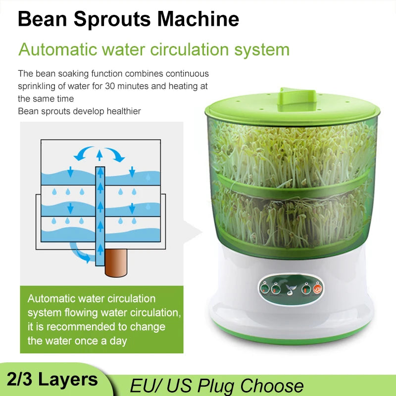 Germoir Électrique Intelligent 2 ou 3 Couches pour Pousses de Légumes