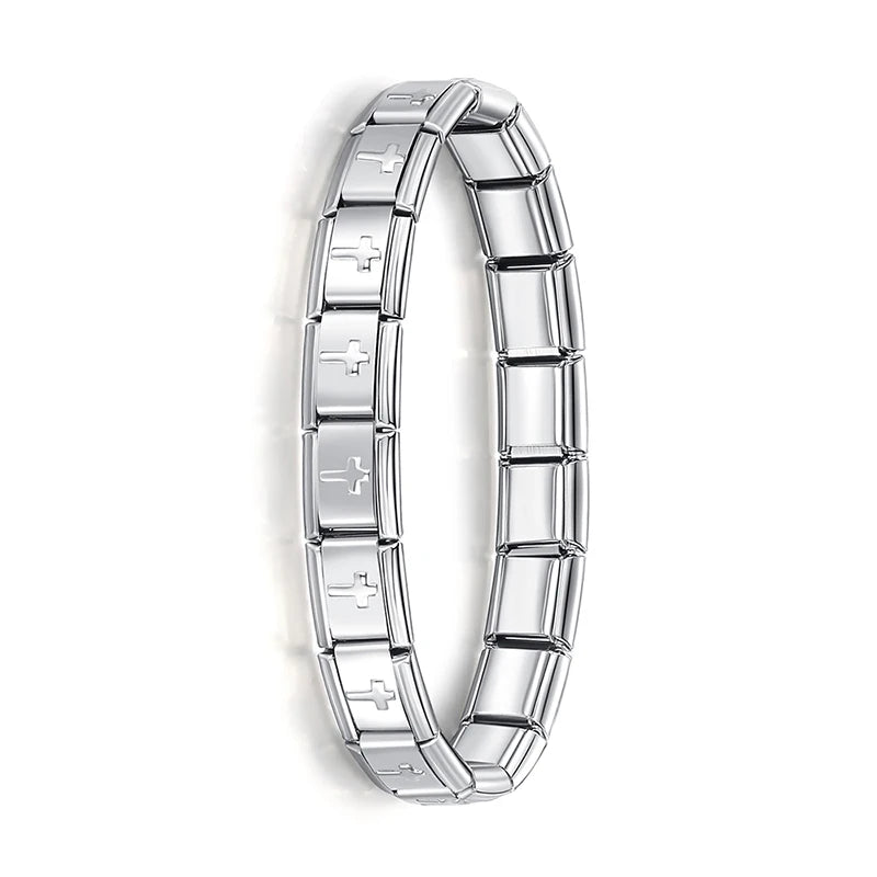 Bracelet Élastique Charms Acier Inoxydable 9 mm pour Femme - Style Italien