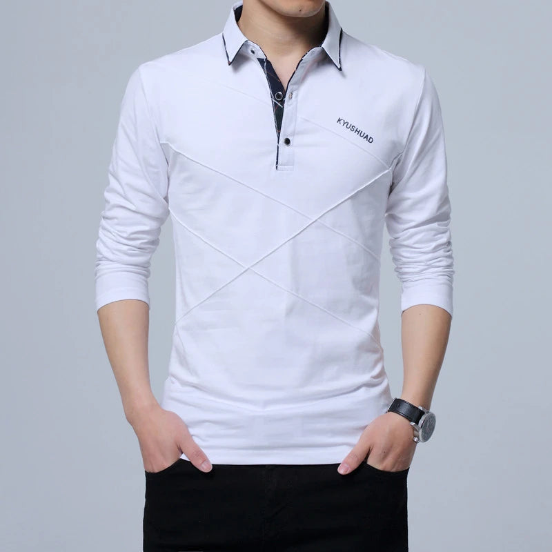 T-Shirt Homme Manches Longues Rayé Designer - Slim Fit Col V