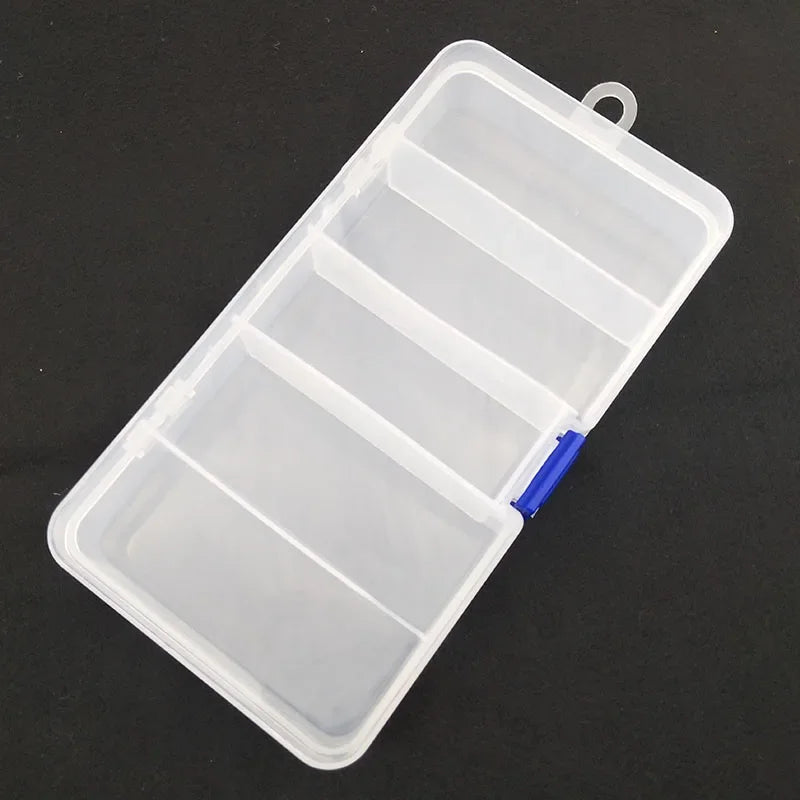 Boîte à Pêche Transparente 5 Compartiments - Boîte Appâts et Leurres