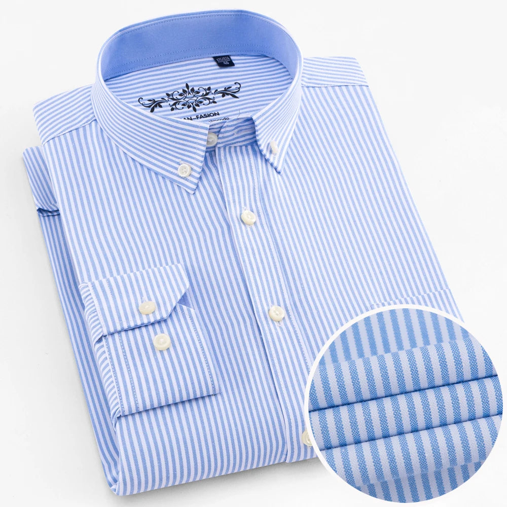 Chemise Homme Manches Longues Oxford Carreaux - Casual Travail Printemps/Automne