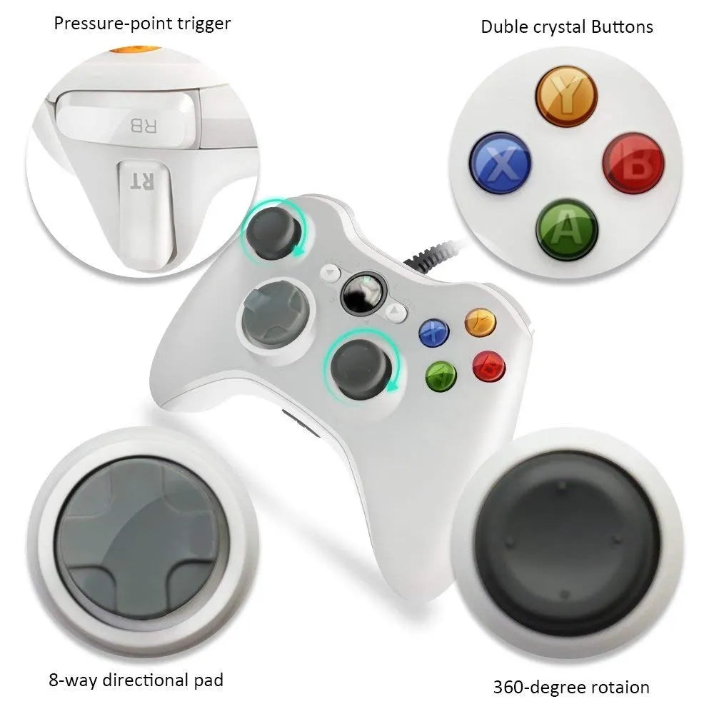 Manette Filaire Xbox 360 / PC - Contrôleur Gamepad USB Classique