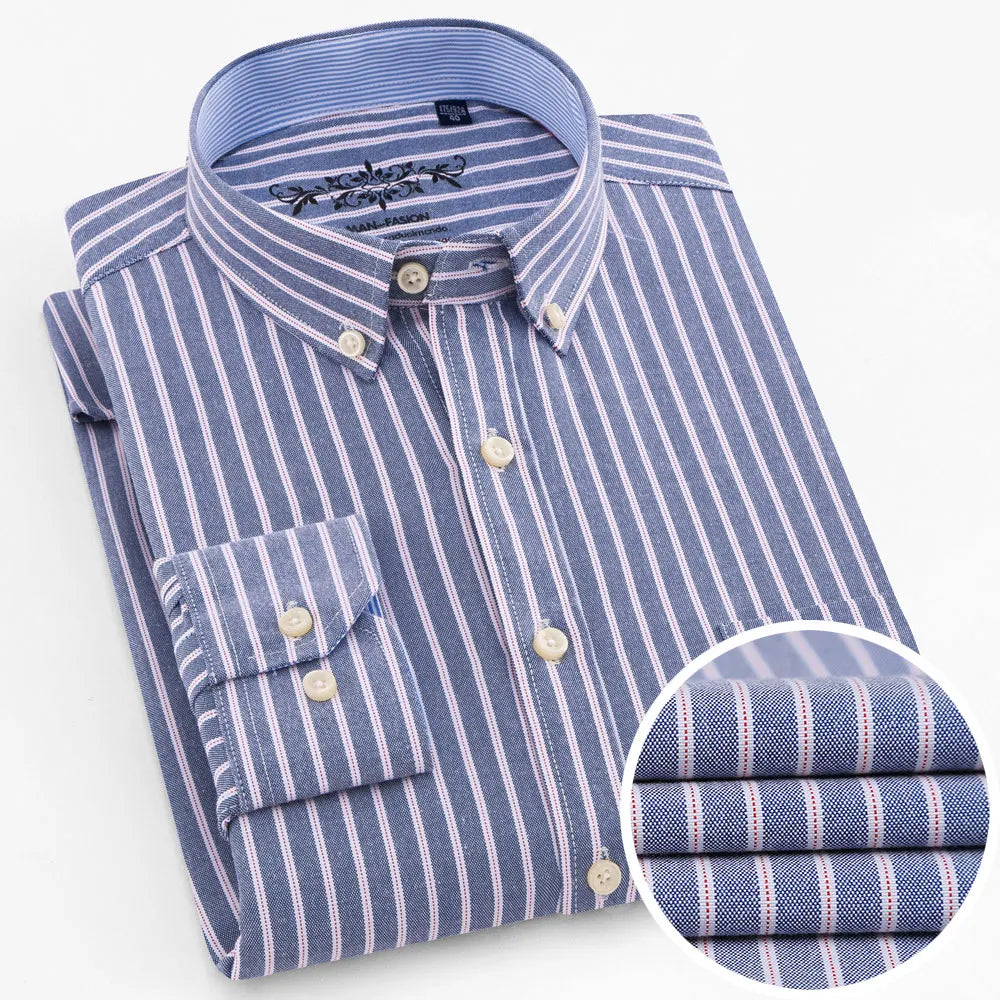 Chemise Homme Manches Longues Oxford Carreaux - Casual Travail Printemps/Automne