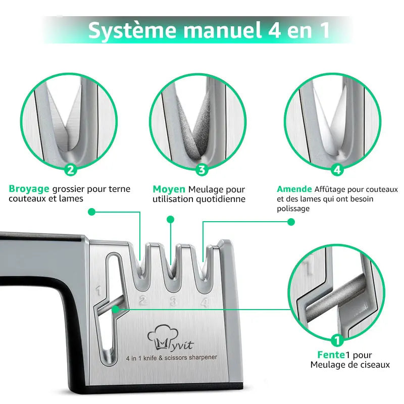 Affûteur de Couteaux 4-en-1 Diamant - Couteaux et Ciseaux