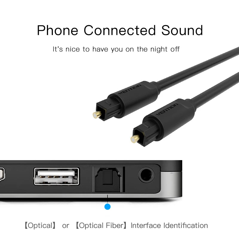 Câble Optique Toslink SPDIF Vention - Audio Numérique 1m à 5m