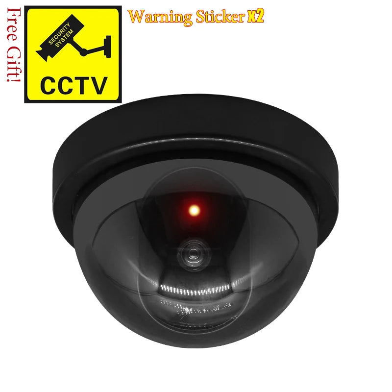 Caméra de Surveillance factice Dôme Noir avec LED Clignotante