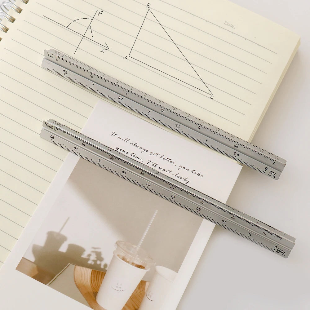 Règle Triangulaire Aluminium 15 cm - Échelle 1:20 à 1:600 pour Dessin Technique