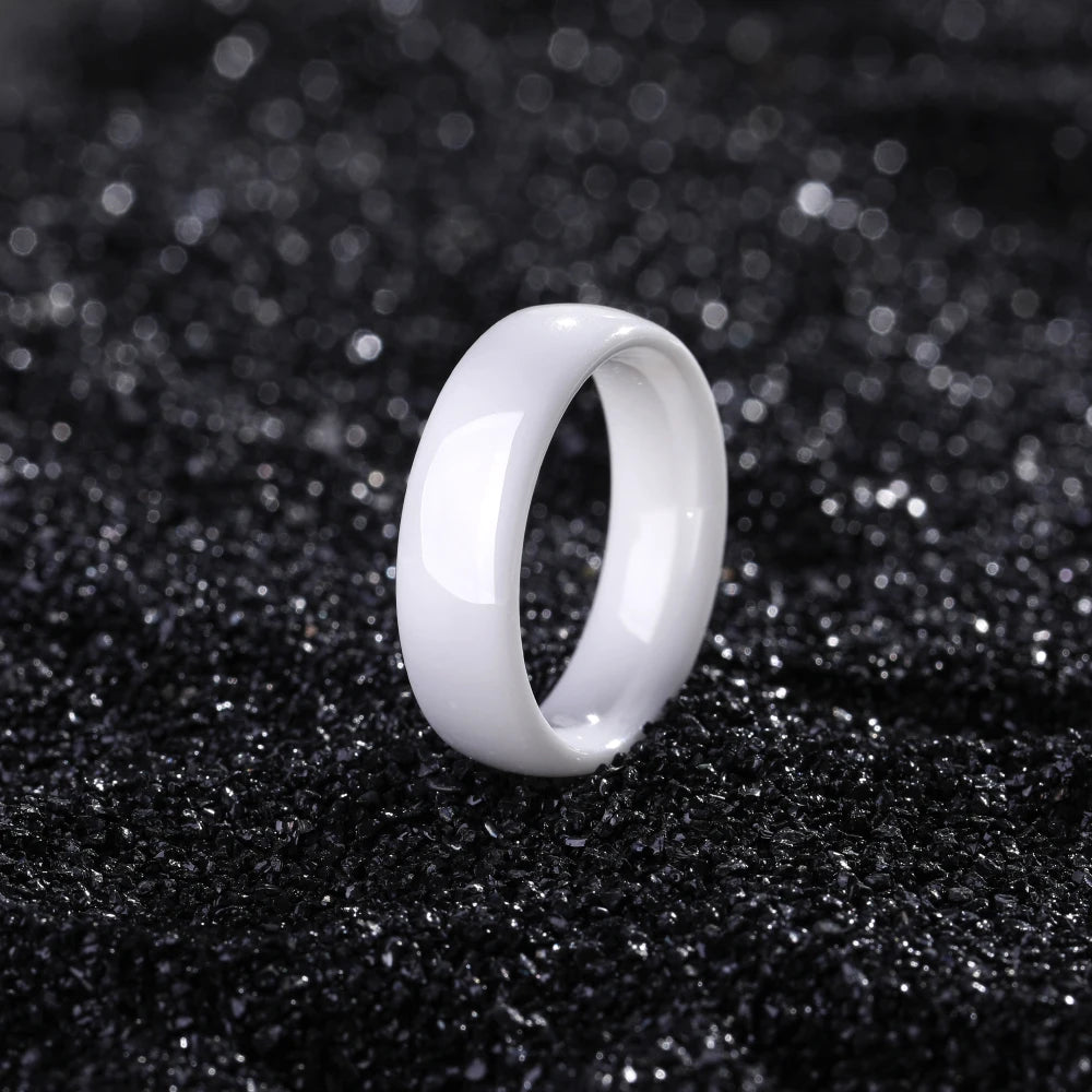 Bague Céramique Blanche/Noire 2-6 mm - Alliance Minimaliste Homme/Femme