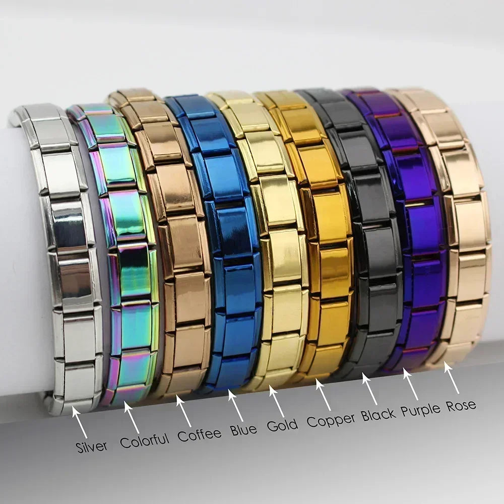 Bracelet Élastique Charms Acier Inoxydable 9 mm pour Femme - Style Italien