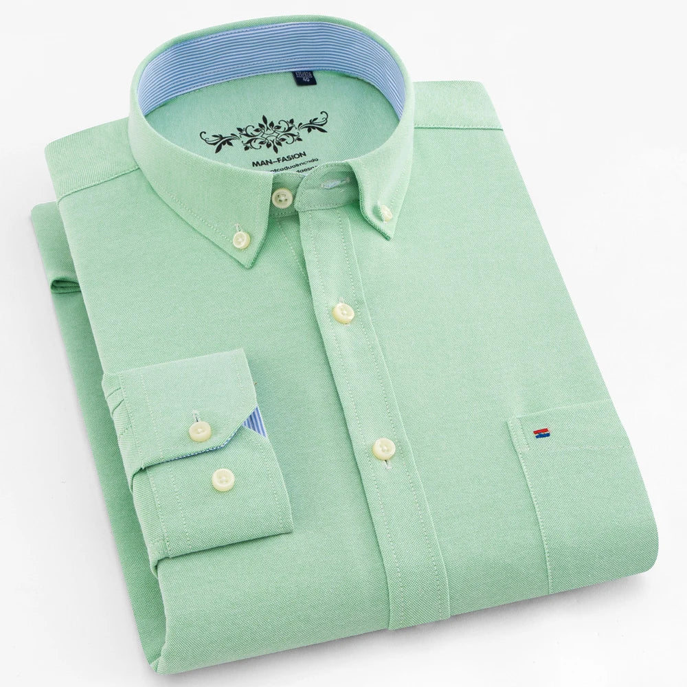Chemise Homme Manches Longues Oxford Carreaux - Casual Travail Printemps/Automne
