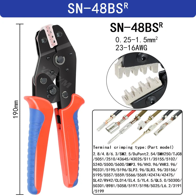 Pince à Sertir SN-48BS / SN-48B - Pour Connecteurs 2.8 / 4.8 / 6.3 mm