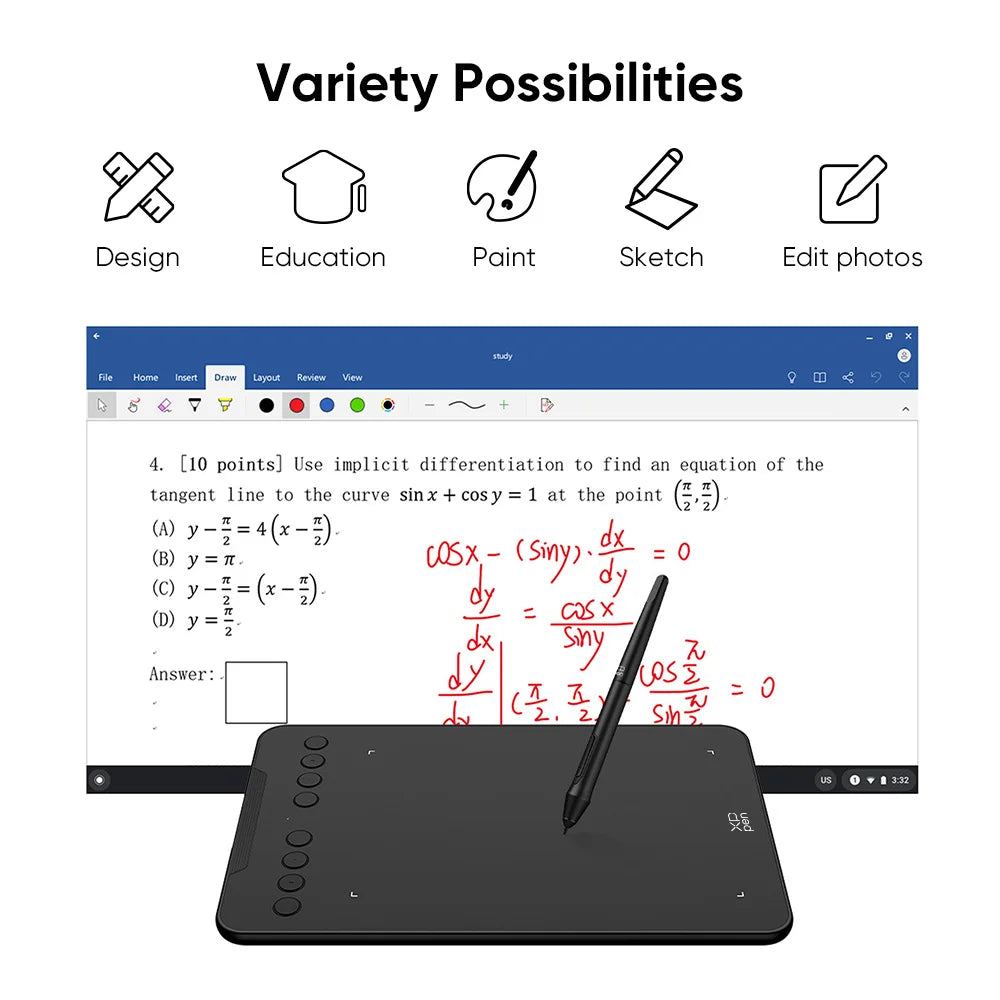 Tablette Graphique XPPen Deco 01 V3 10" 16384 Niveaux de Pression