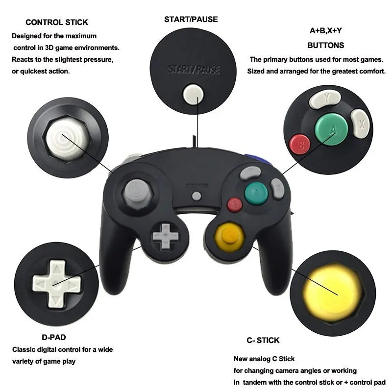 Manette Filaire GameCube Compatible Nintendo Switch - Contrôleur Classique