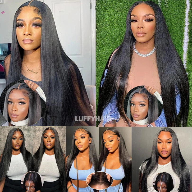 Perruque Cheveux Humains Longue Droite 26" - 180 Densité avec Baby Hair
