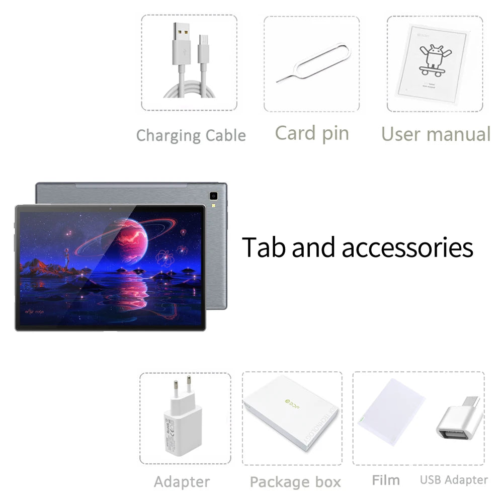 Tablette Android 10.1" Octa Core 8 Go RAM 128 Go 4G LTE Double SIM