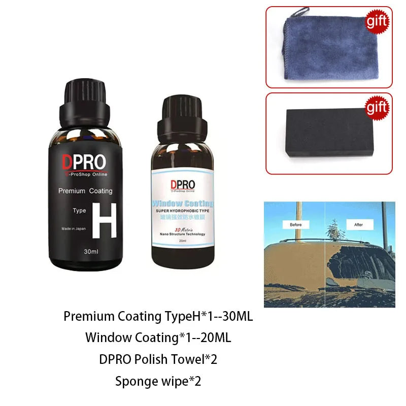 Kit Coating Céramique Voiture 9H Dpro - Protection Nano Liquide Verre