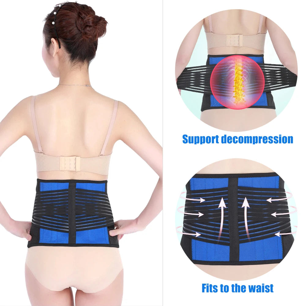 Ceinture Lombaire Néoprène Ajustable Double Sangle - Soulagement Douleur Dos
