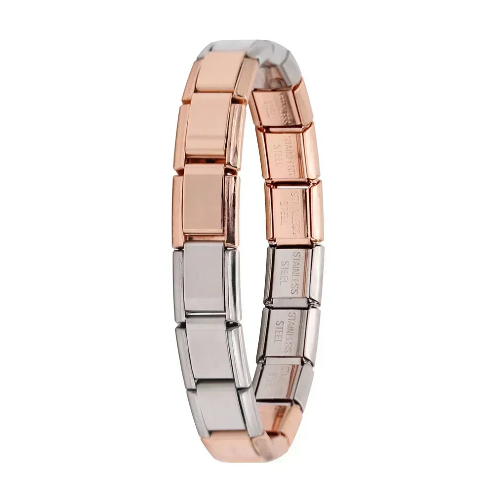 Bracelet Élastique Charms Acier Inoxydable 9 mm pour Femme - Style Italien