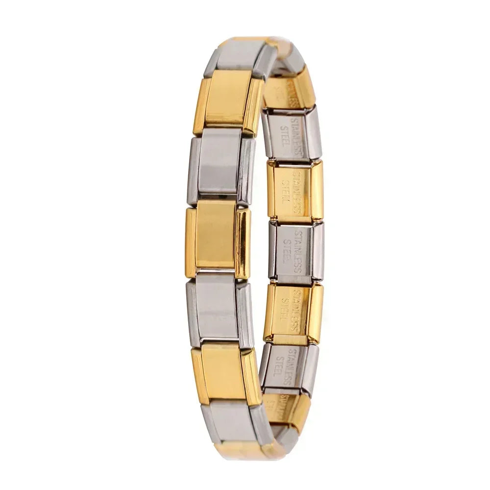 Bracelet Élastique Charms Acier Inoxydable 9 mm pour Femme - Style Italien