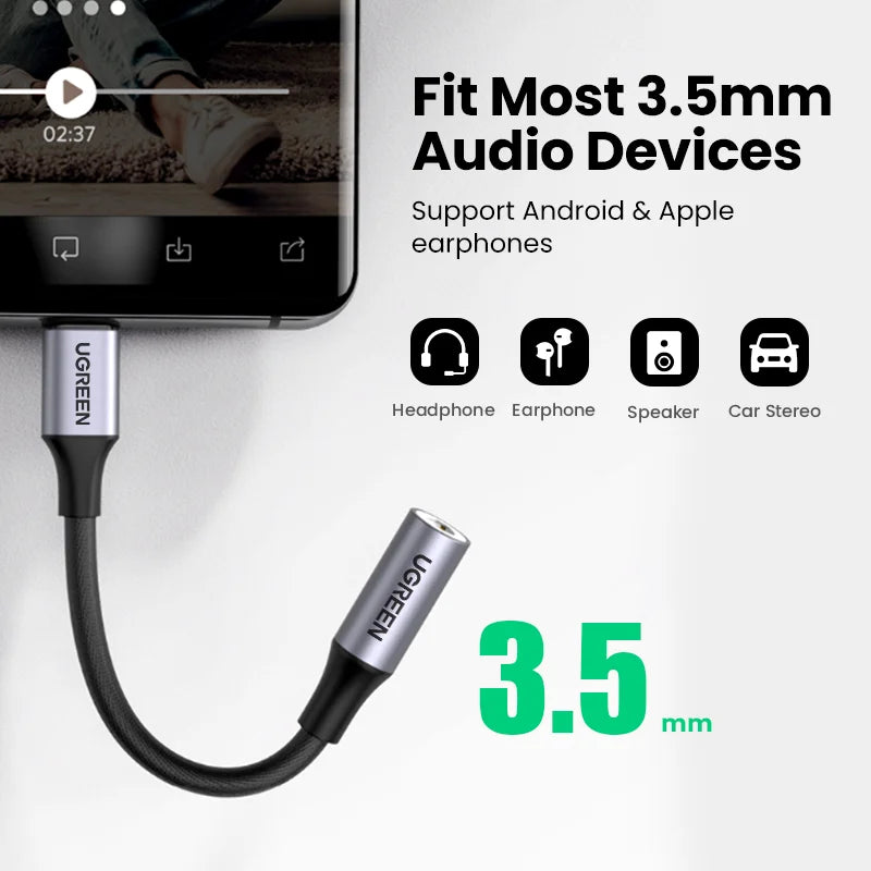 Adaptateur USB-C vers Jack 3.5 mm UGREEN avec DAC - Pour Casque Filaire