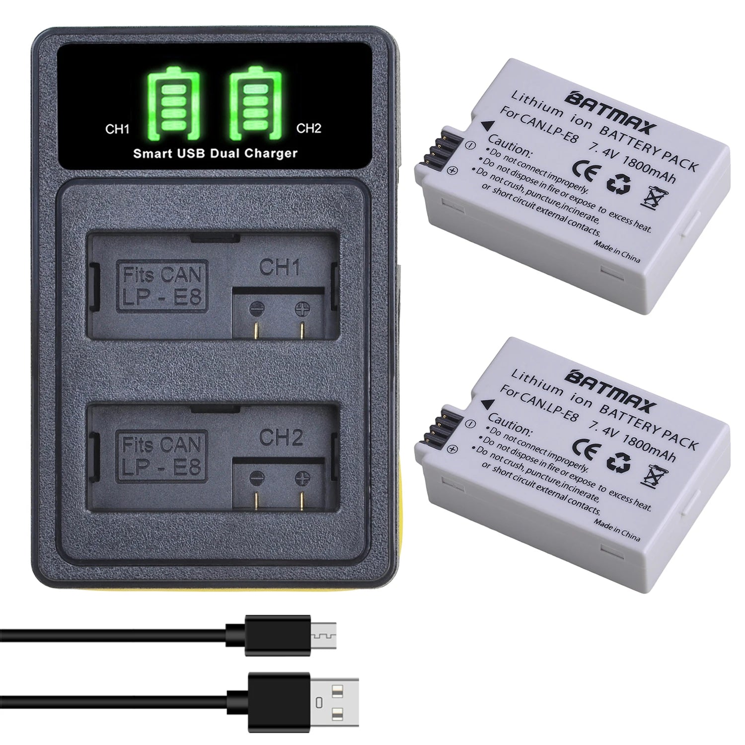 Batterie LP-E8 1800mAh + Chargeur Double USB pour Canon EOS 550D/600D/650D