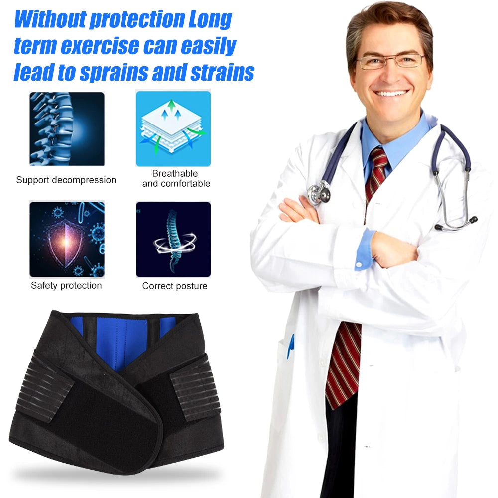 Ceinture Lombaire Néoprène Ajustable Double Sangle - Soulagement Douleur Dos