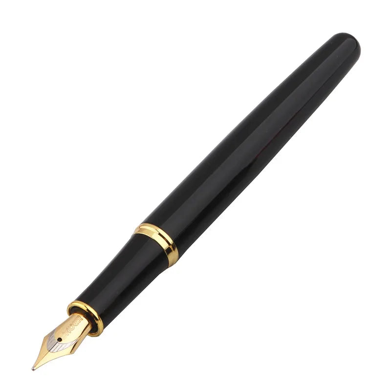 Stylo Plume Baoer 388 Inox Classique - Pointe Moyenne, Finition Argent/Doré