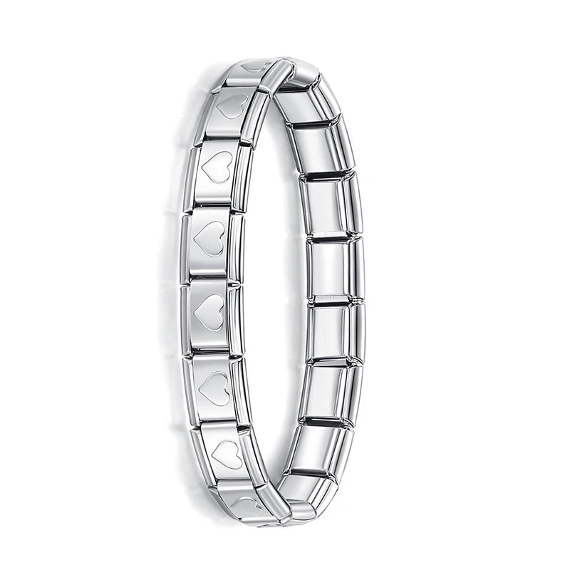 Bracelet Élastique Charms Acier Inoxydable 9 mm pour Femme - Style Italien