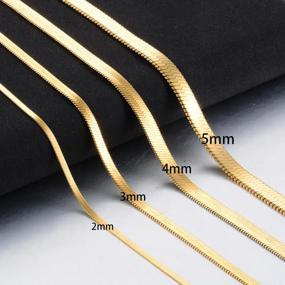 Collier Chaîne Serpent Acier Inoxydable 3 mm Doré - Waterproof Plusieurs Longueurs