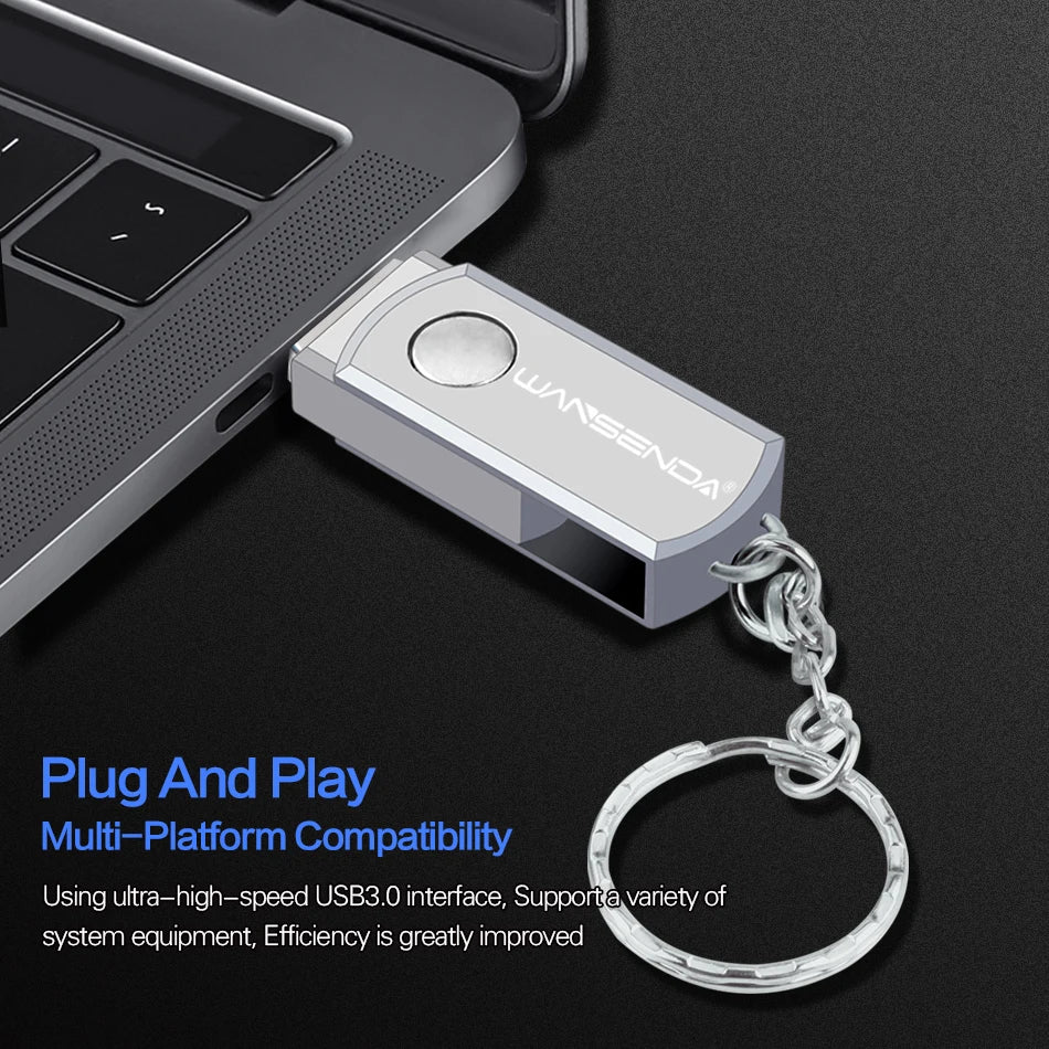 Clé USB 3.0 Métal Rotation 16 à 256 Go avec Porte-clés