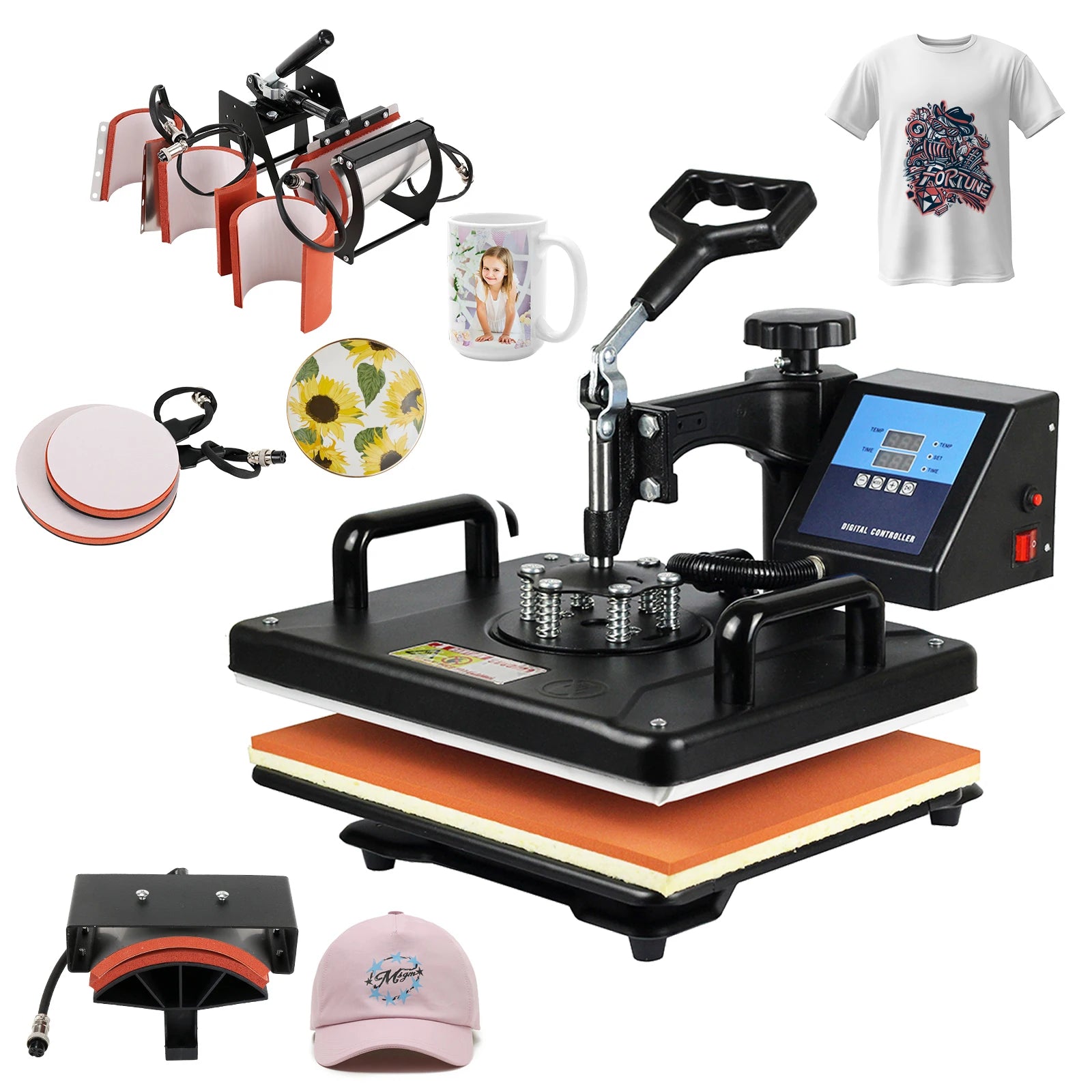Presse à Chaud 8 en 1 Combo Sublimation T-Shirts Mugs Casquettes CE