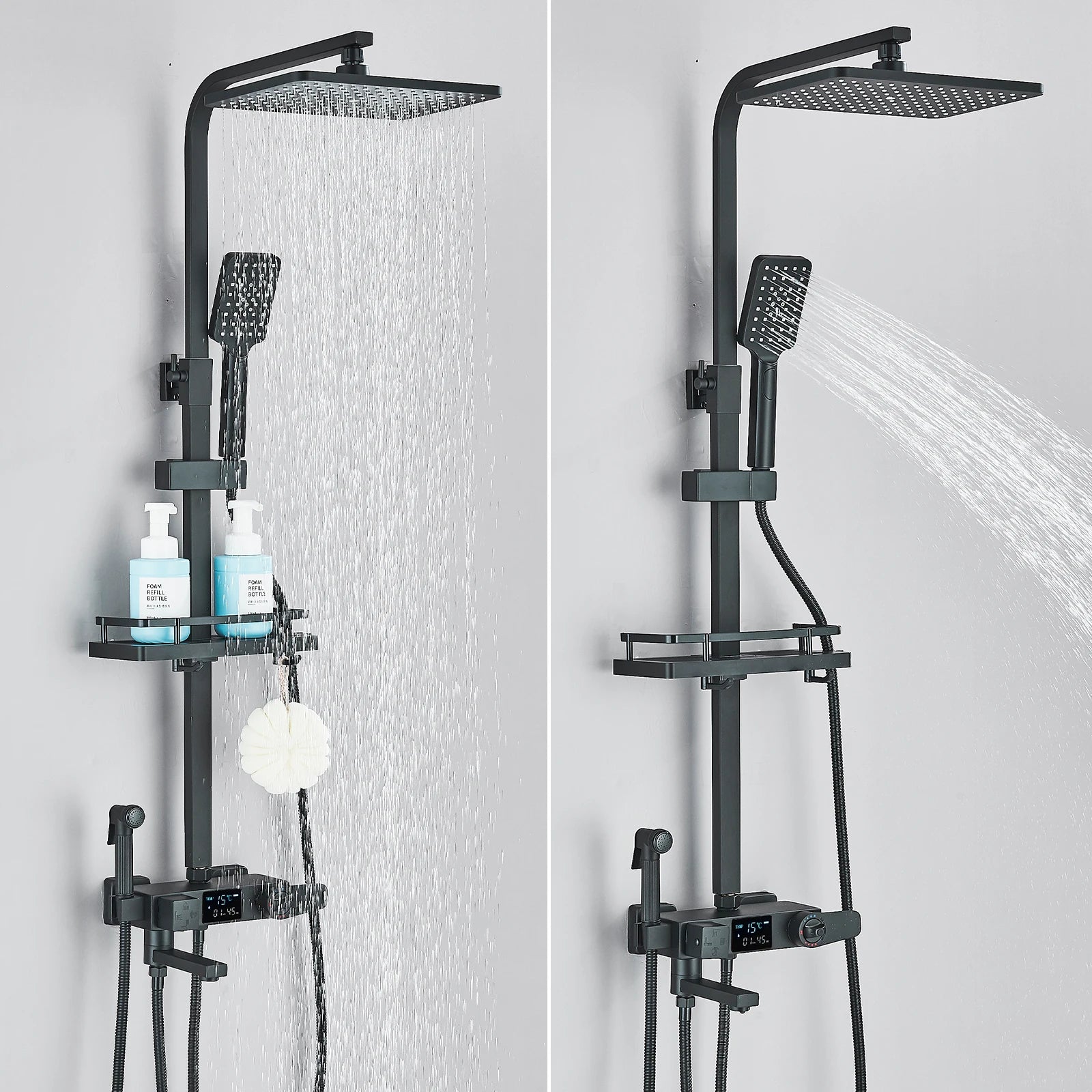 Mitigeur Thermostatique Douche Noir avec Écran Digital - Affichage Température