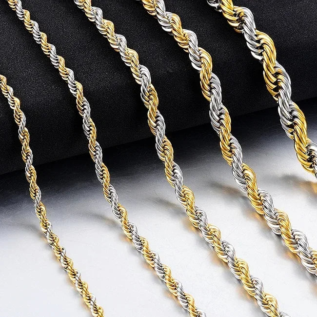 Chaîne Torsadée Acier Inoxydable 2-5 mm - Collier Homme/Femme sans Ternir