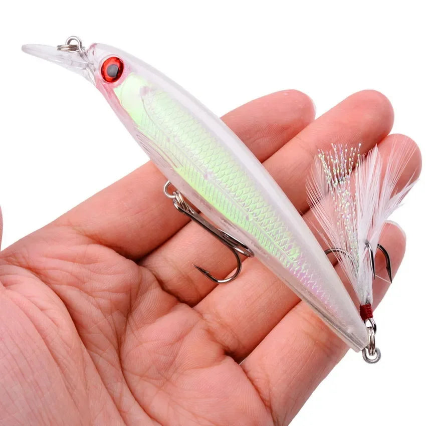 Leurre de Pêche Minnow Laser 11 cm 13 g - Crankbait avec Hameçons