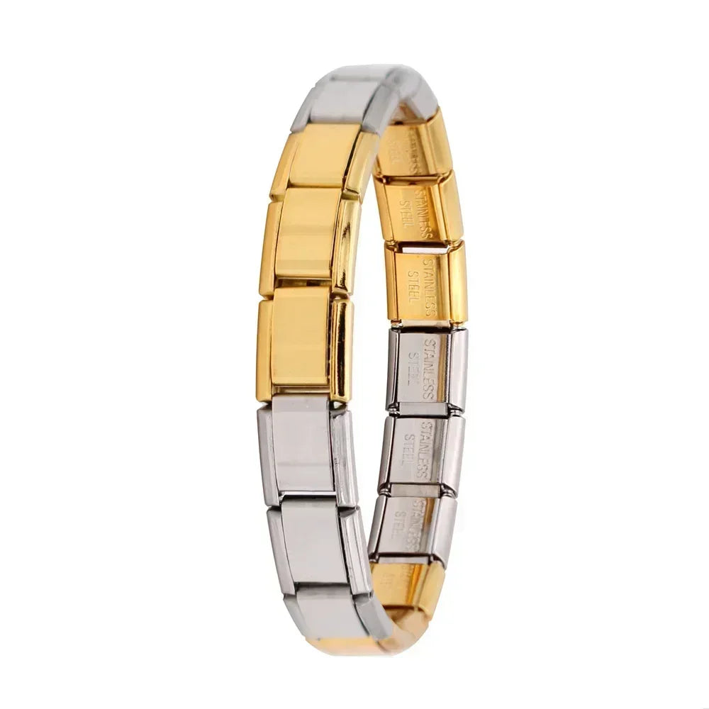 Bracelet Élastique Charms Acier Inoxydable 9 mm pour Femme - Style Italien