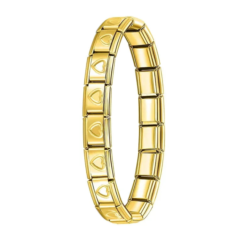 Bracelet Élastique Charms Acier Inoxydable 9 mm pour Femme - Style Italien