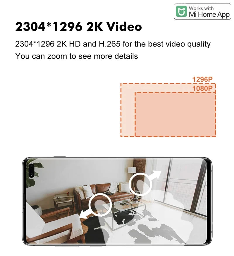 Caméra IP WiFi 2K 1296p HD 360° - Vision Nocturne et Détection Mouvement