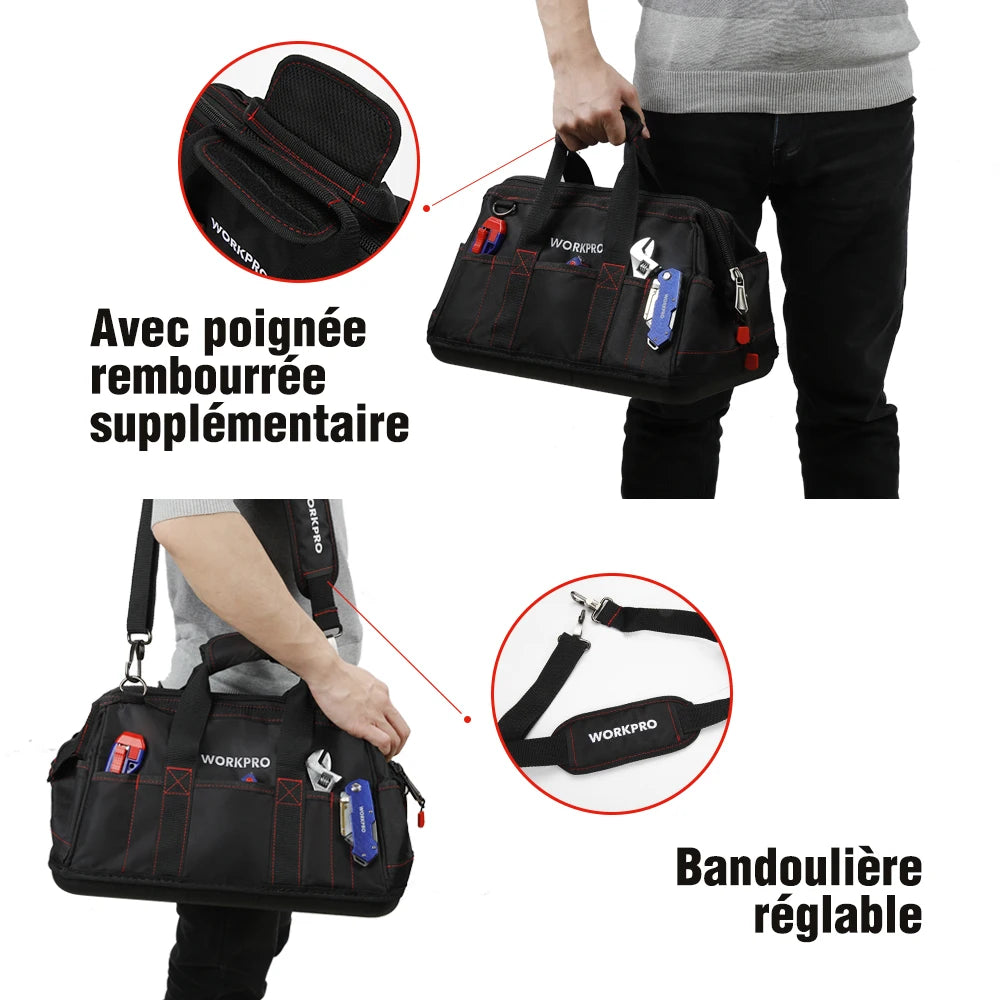 Sac à Outils Étanche Workpro - Multifonction pour Électricien et Bricolage