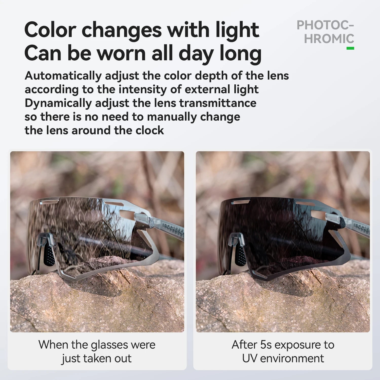 Lunettes Photochromiques RockBros pour Vélo Homme - Sports Outdoor