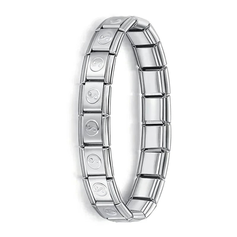 Bracelet Élastique Charms Acier Inoxydable 9 mm pour Femme - Style Italien