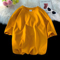 T-Shirt Homme Oversize Manches Courtes - Uni Lâche Col Rond Tendance