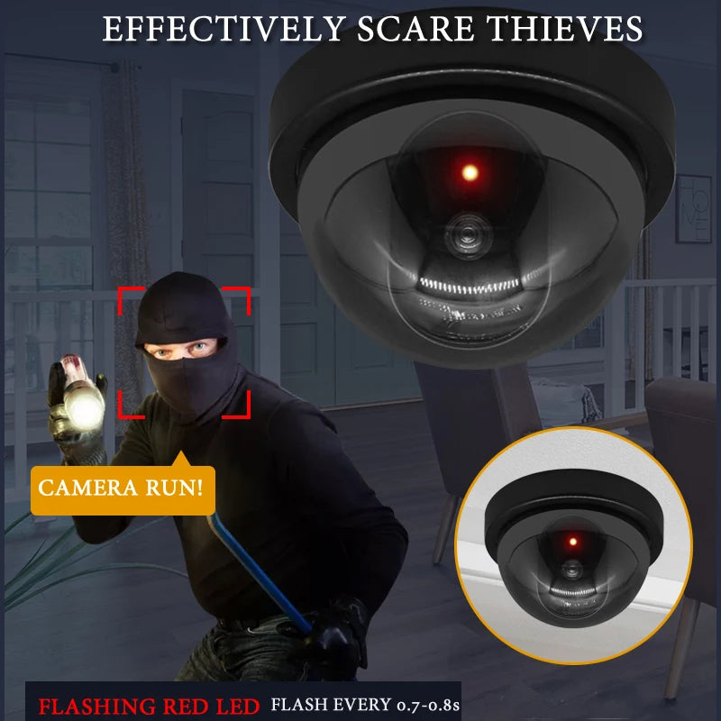 Caméra de Surveillance factice Dôme Noir avec LED Clignotante