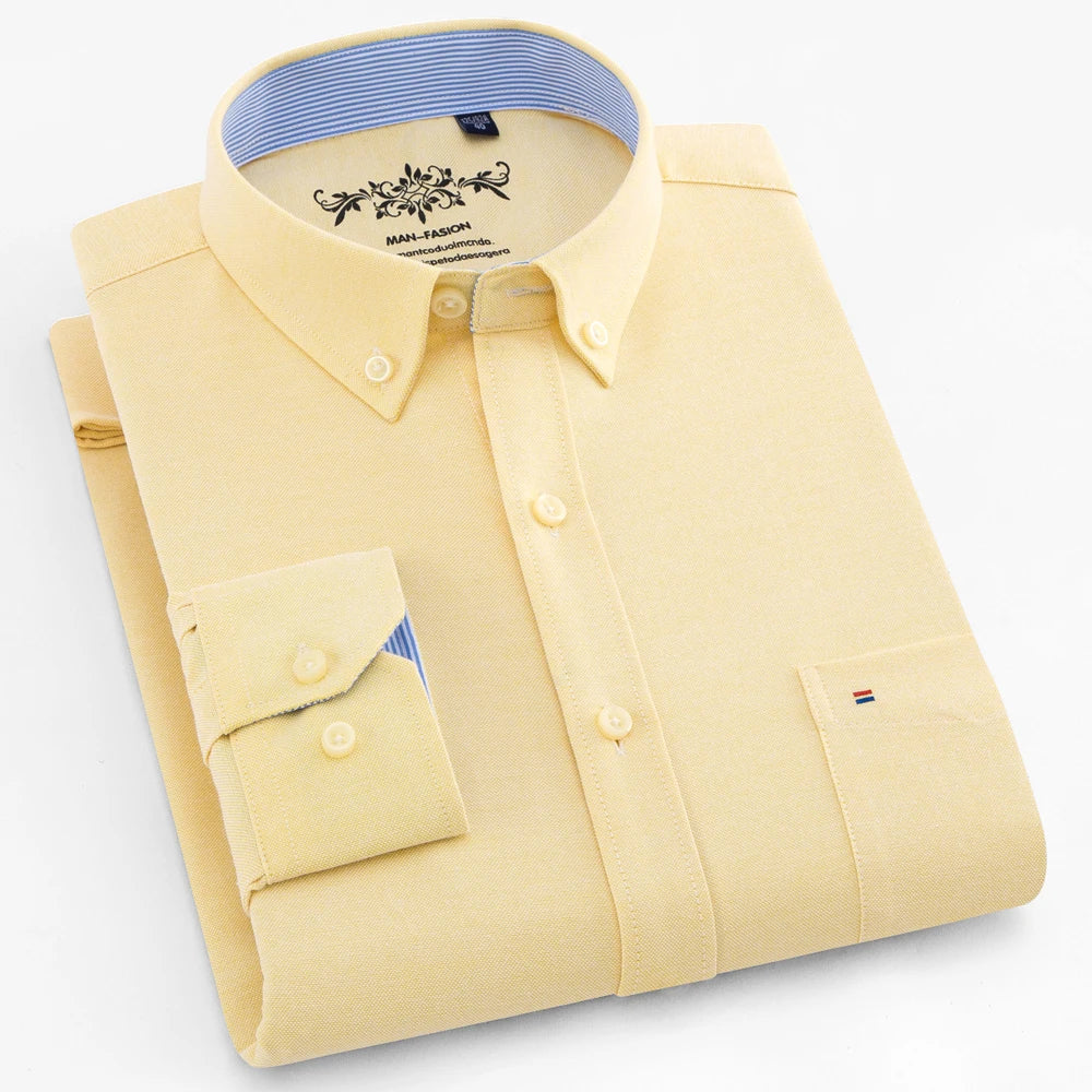 Chemise Homme Manches Longues Oxford Carreaux - Casual Travail Printemps/Automne