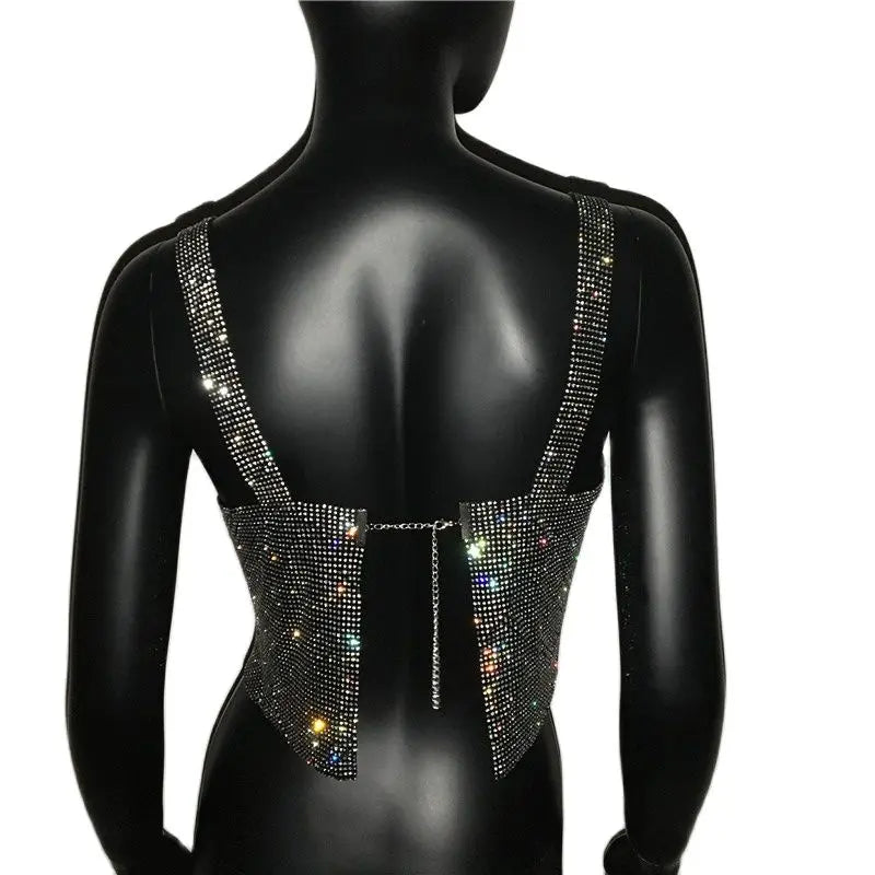 Top Femme Pailleté Dos Nu Strass